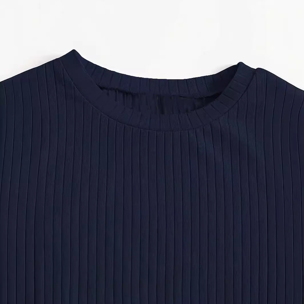 Korean Style Round Neck Wooden Ear Short Top Ins Knitted Inner Match Bottoming Shirt