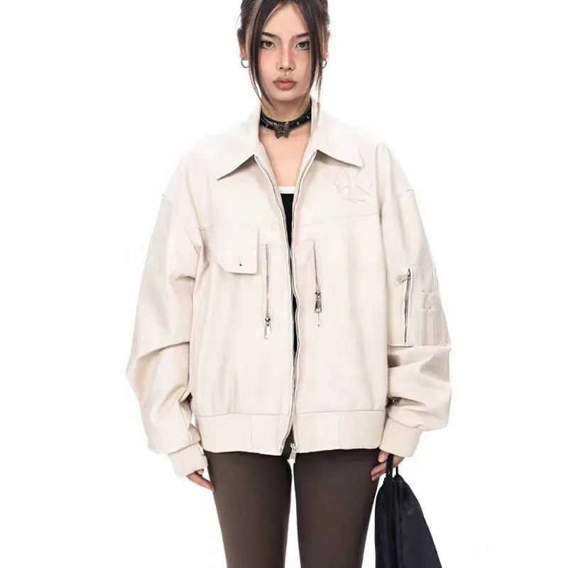 Casual Autumn Street Fashion PU Leather Jacket