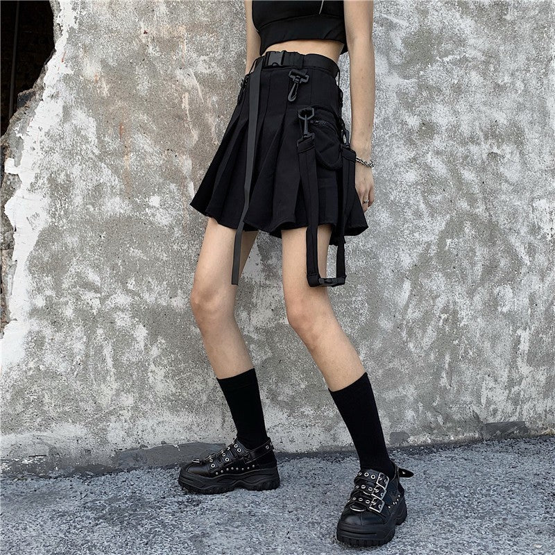 Women's Summer Design Sense Splicing Black Skirt