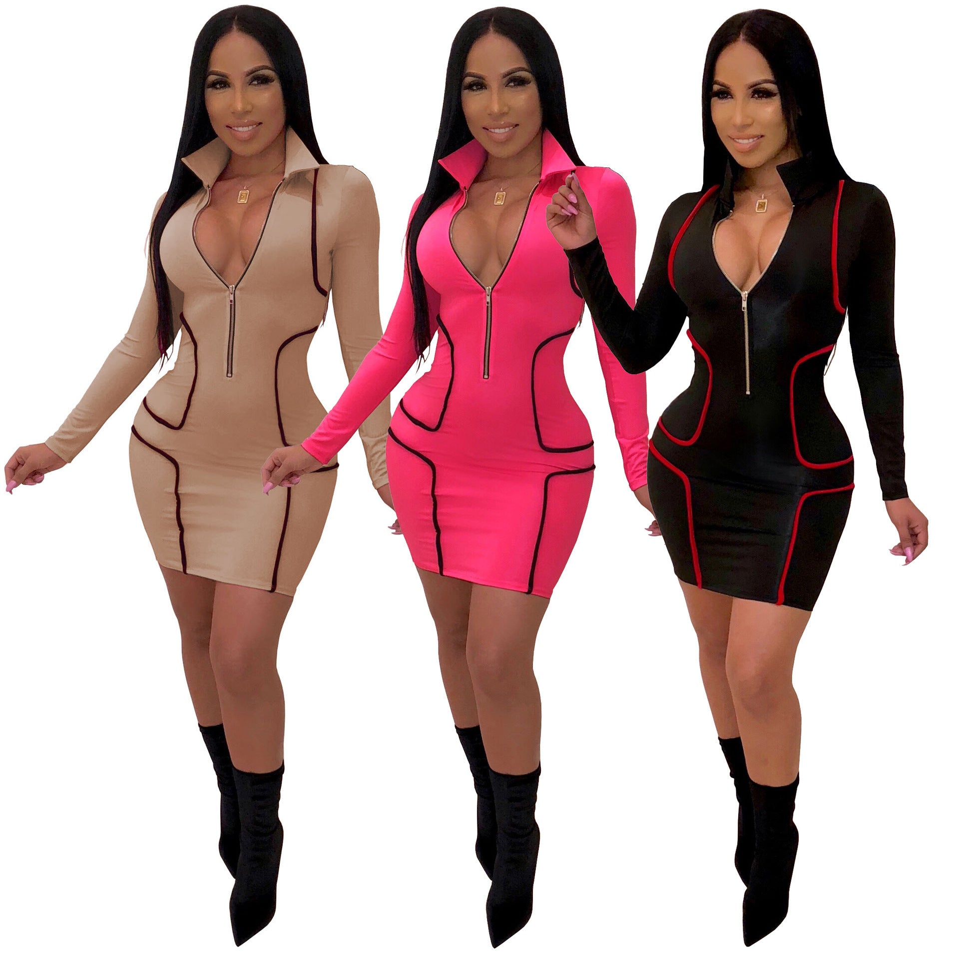 Fashion V-neck Mid-length Dress Women's Clothing Dress