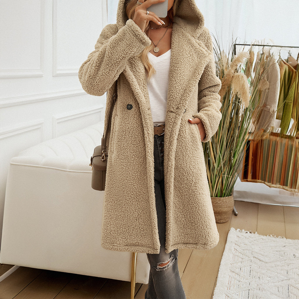 Lady Temperament Casual Loose-fitting Hoodie Knitted Coat