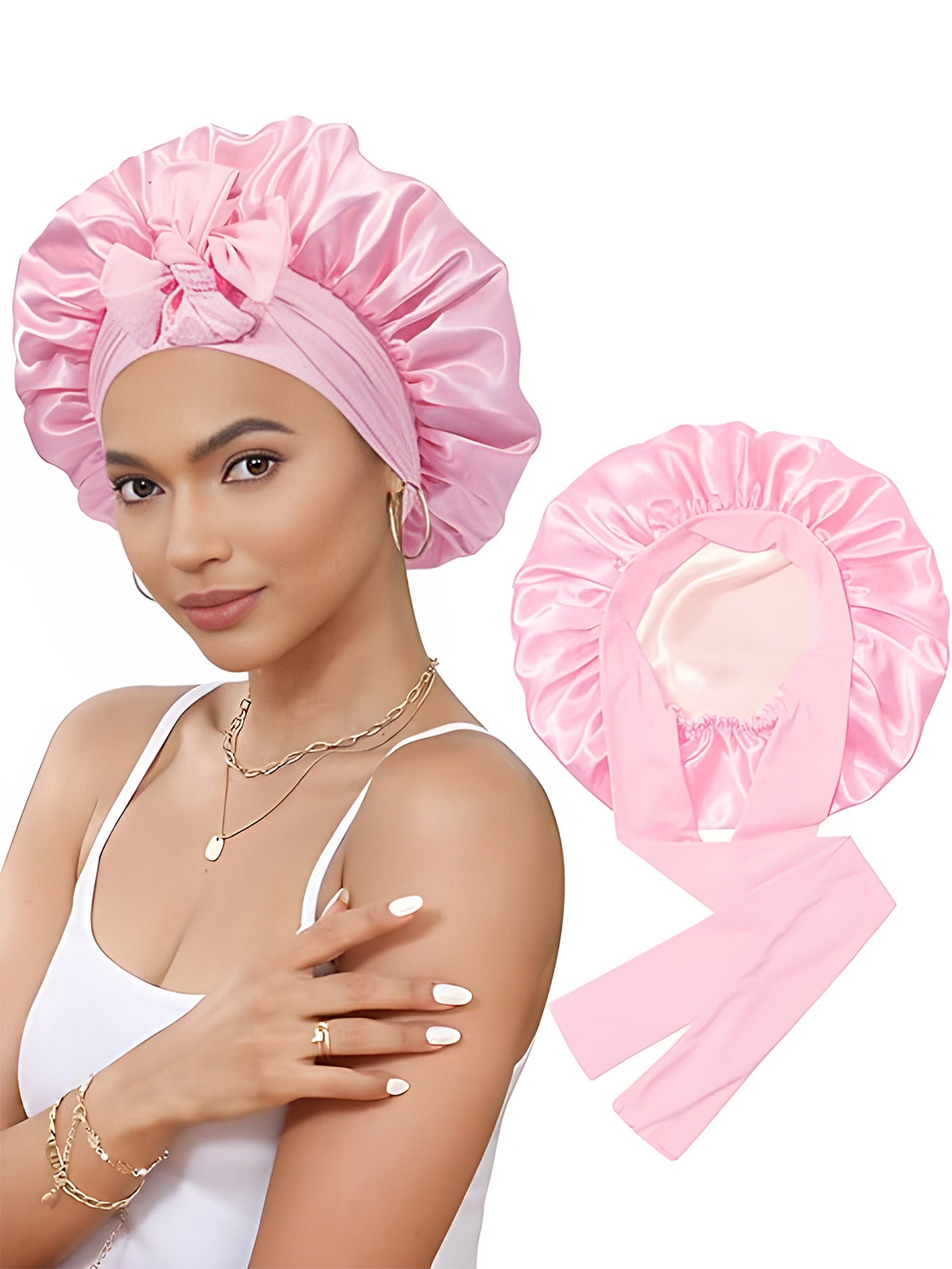 Double-layer Satin Ribbon Bowknot Artificial Silk Beauty Toupee