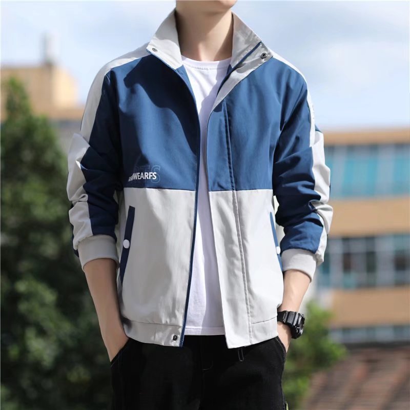 Autumn Clothing Coat Men's Spring New Korean Style Trendy Handsome Top Spring And Autumn Clothes Men's Stand Collar Jacket