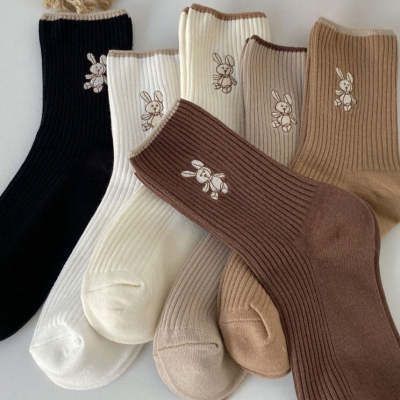 Autumn And Winter New All Cotton Cute Japanese Medium Tube Socks Female