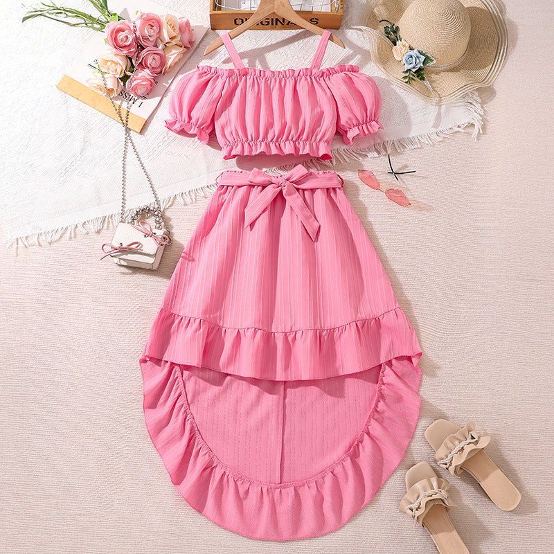 Girls Retro Printing Fashion Unique Two-piece Set