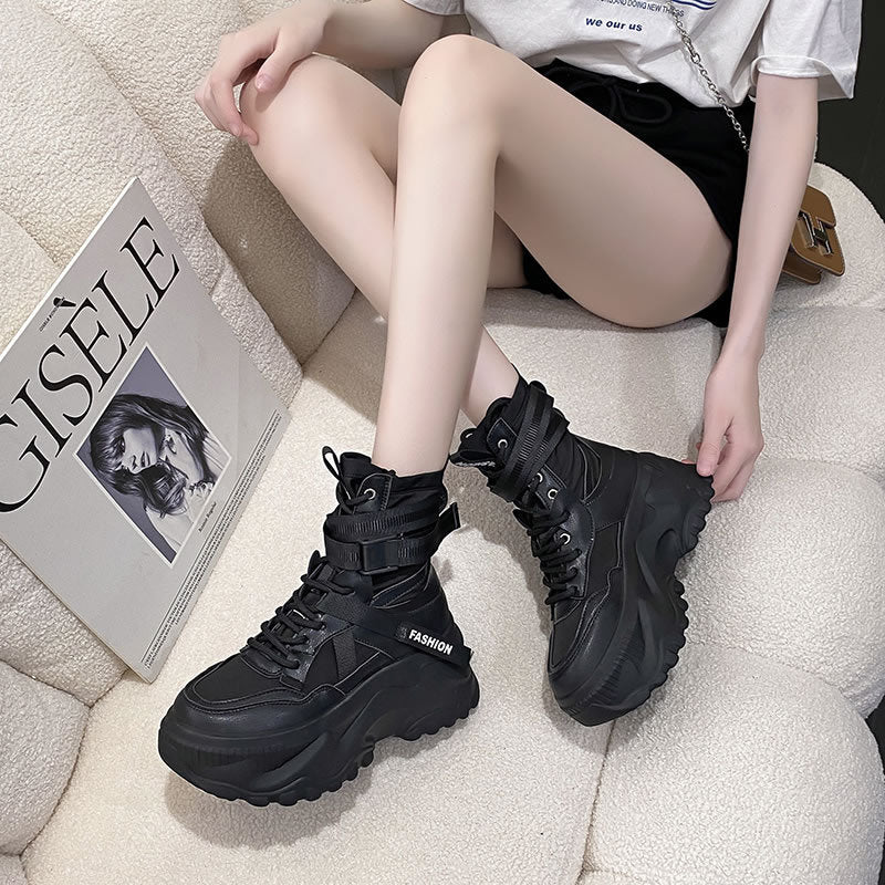 High Top Casual Round Toe Muffin Sole Heightening Shoes