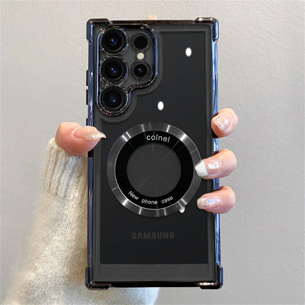 Phone Case Magnetic Suction Airbag Electroplating Transparent