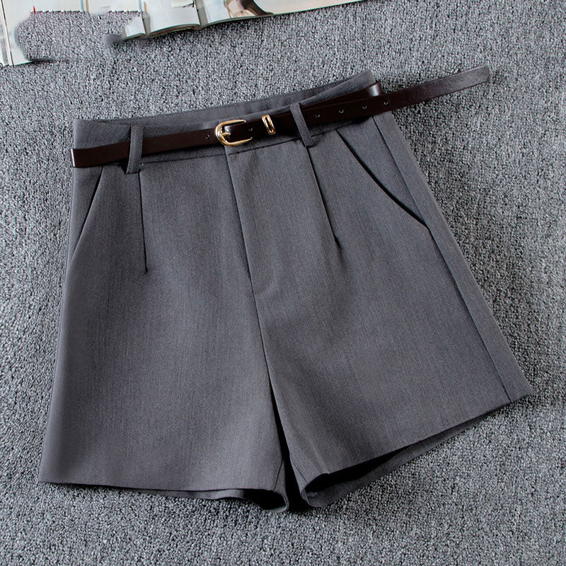 Fashion Solid Color High Waist Woolen Shorts