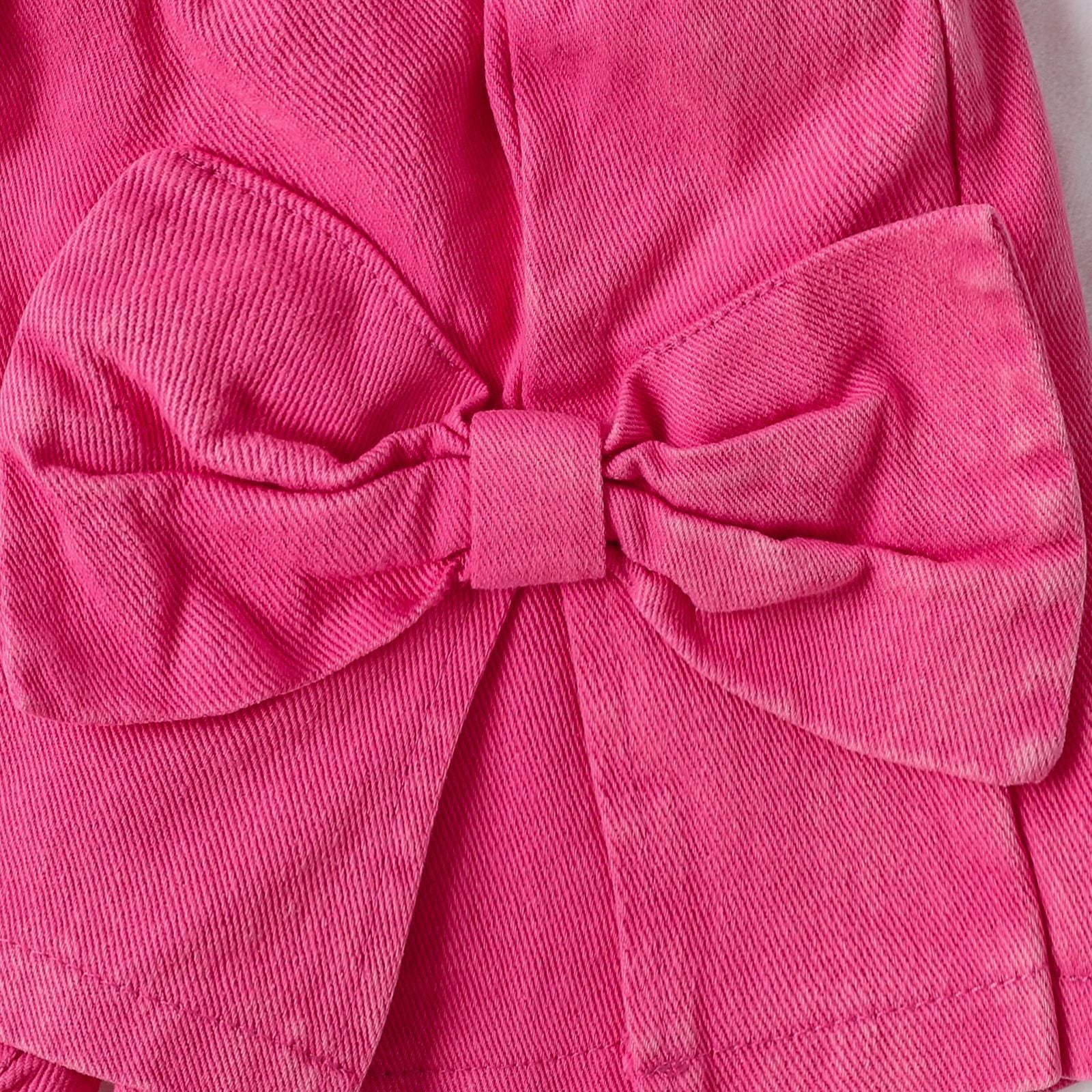 Sweet Cool Female Children's Suit Children Bow Print Sling Irregular Pantskirt