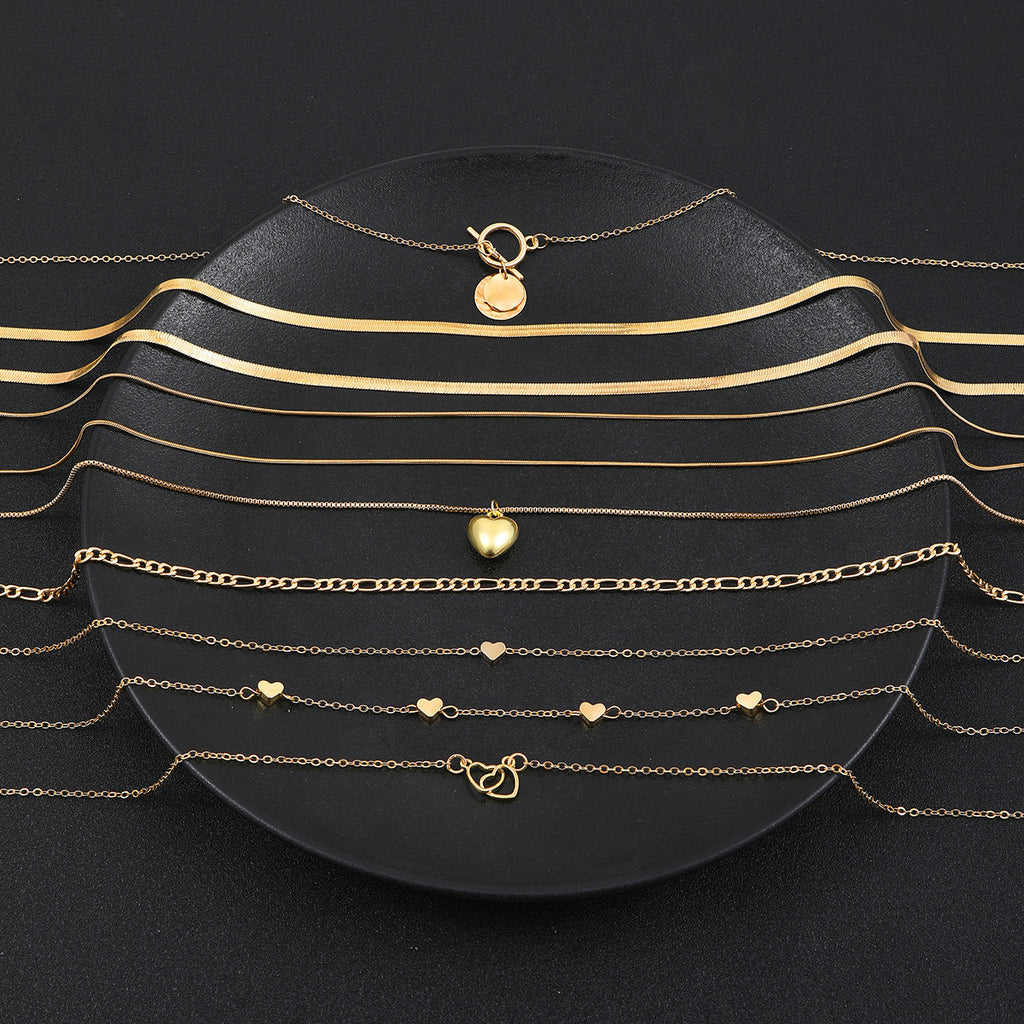 Heart Snake Bone Blade Necklace Suit 10 Pieces