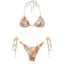 Printed Reversible Lace-up Triangle Bikini