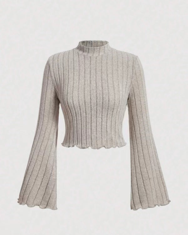 Printed Sexy Lace Thick Long Sleeved T-shirt Knitted Sweater