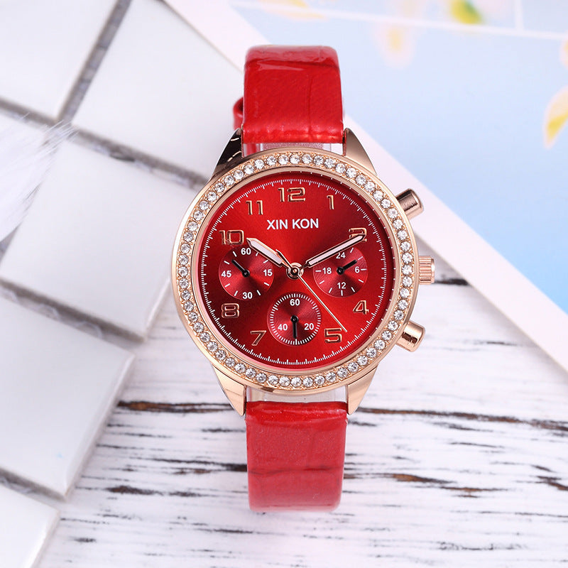 Creative three-eye quartz ladies watch