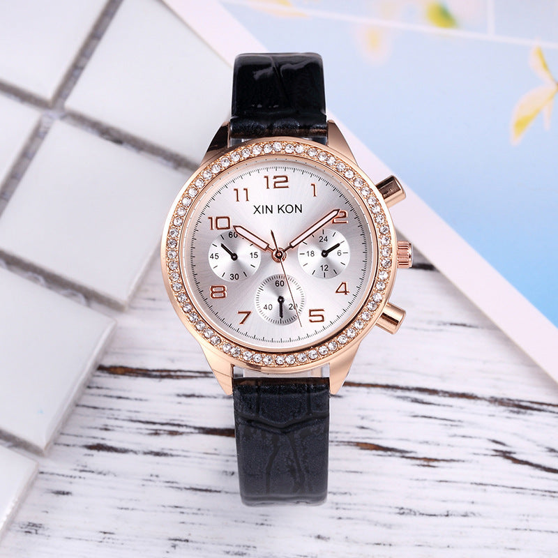 Creative three-eye quartz ladies watch