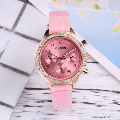 Creative three-eye quartz ladies watch