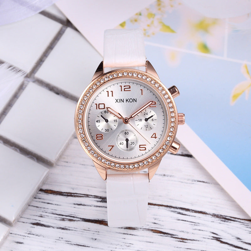 Creative three-eye quartz ladies watch