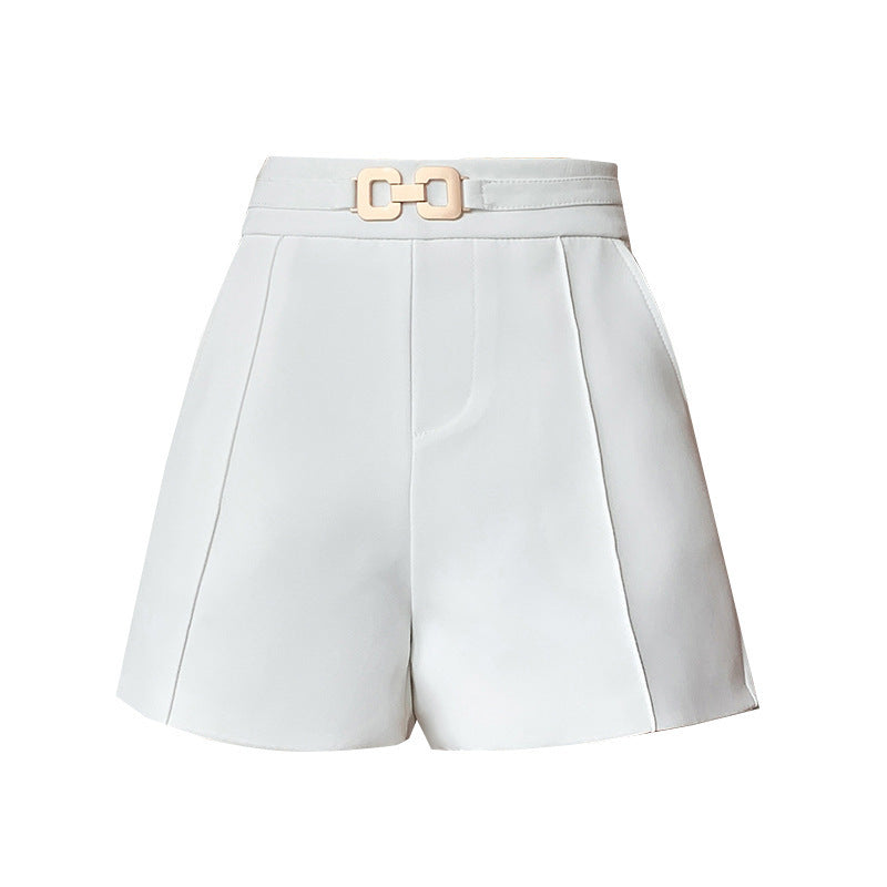 Temperament High-waisted Wide-leg Pants With Metal Buttons Loose And Casual