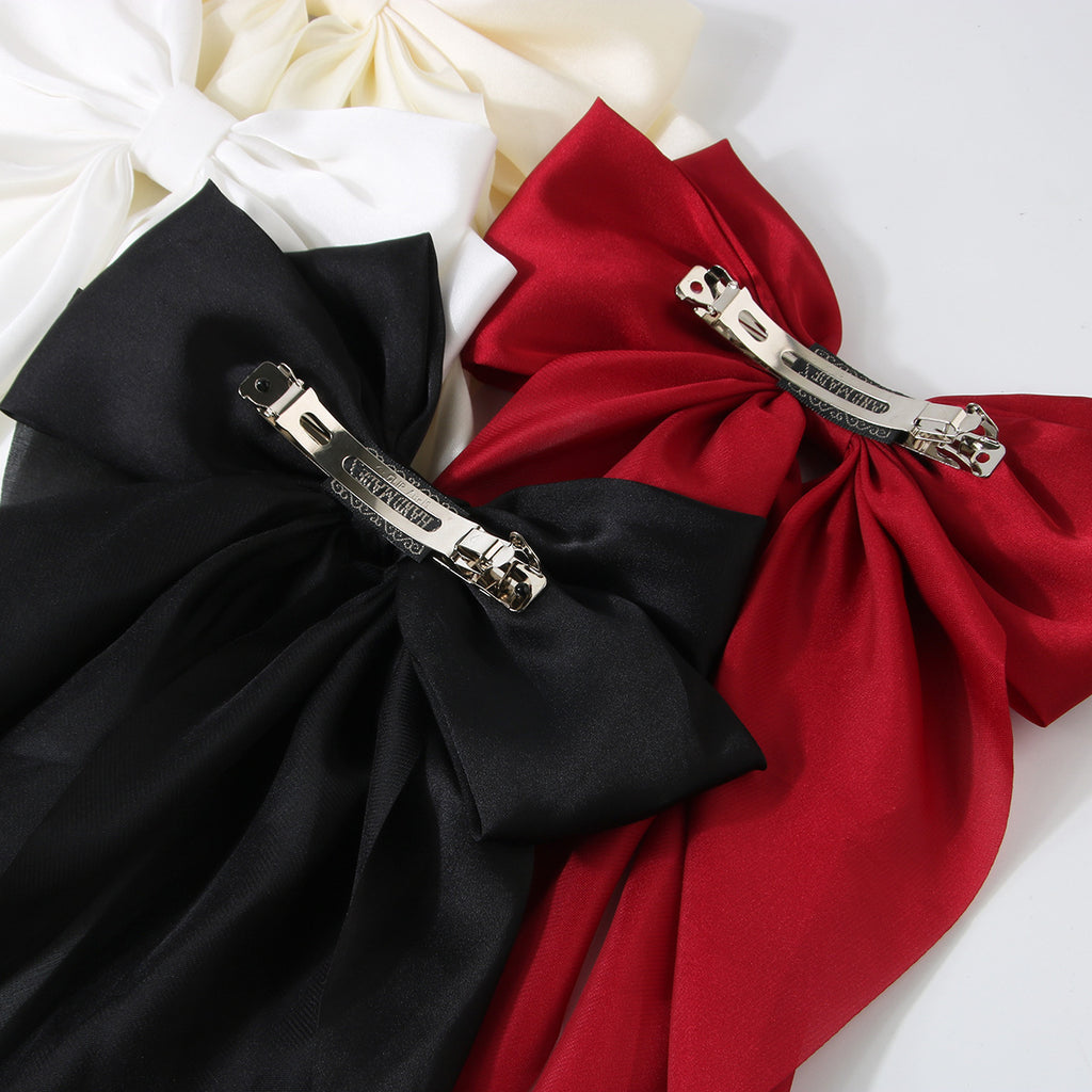 Ribbon Bowknot Spring Clip Satin Barrettes