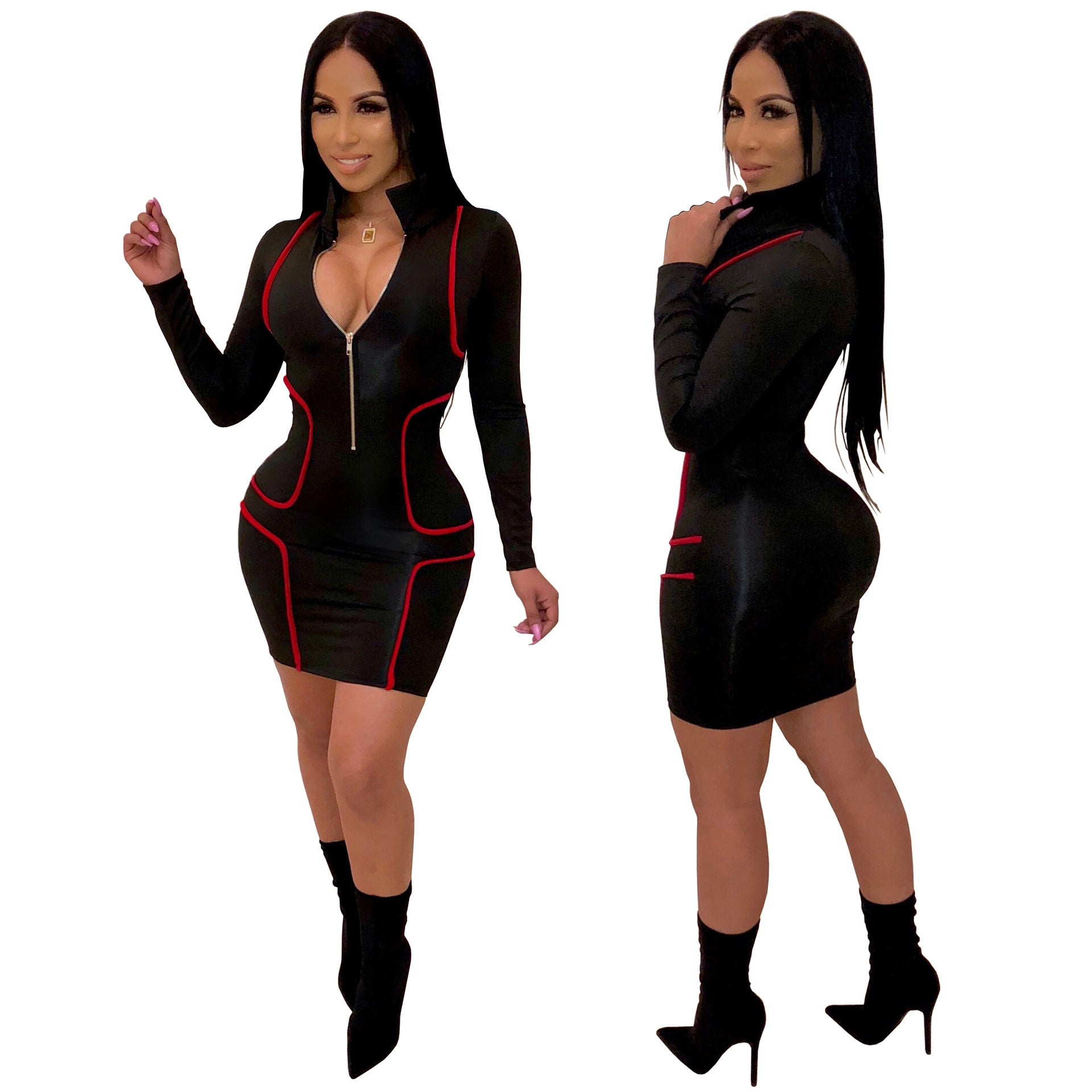 Fashion V-neck Mid-length Dress Women's Clothing Dress