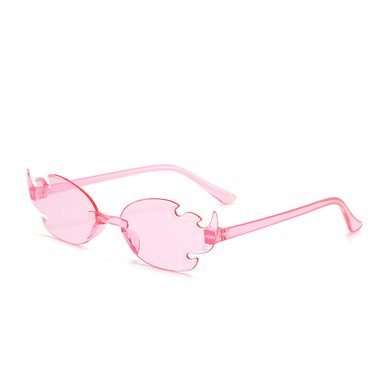 Flame European And American Personalized Trend One-piece Frameless Colorful Dance Party Candy Color Glasses