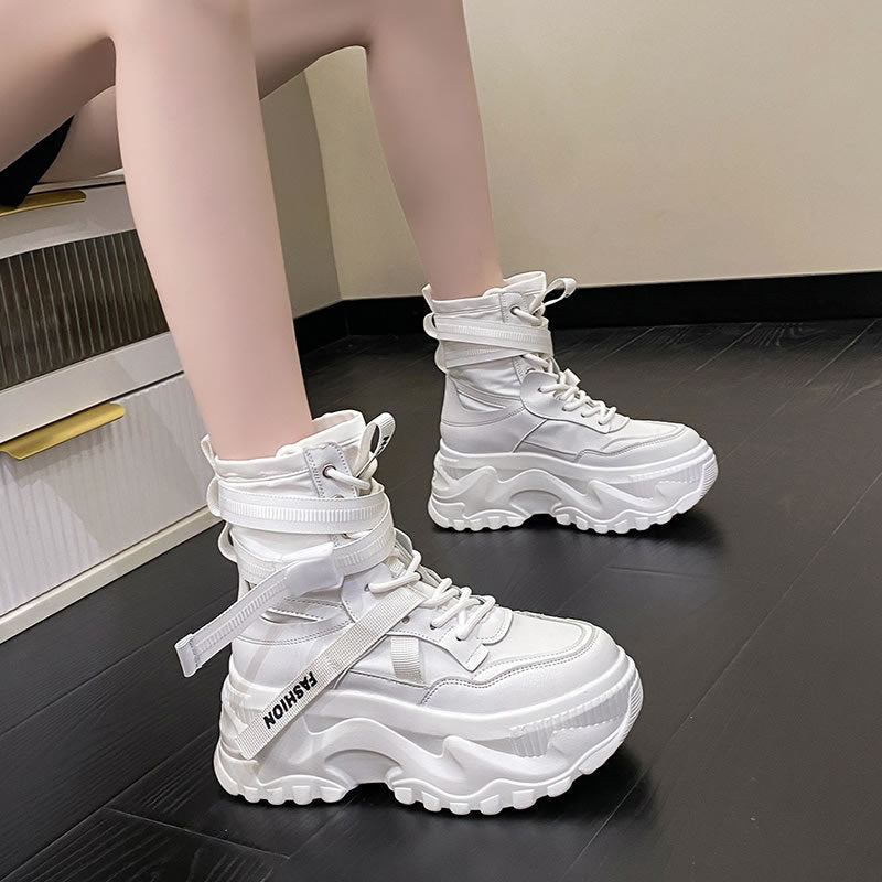 High Top Casual Round Toe Muffin Sole Heightening Shoes