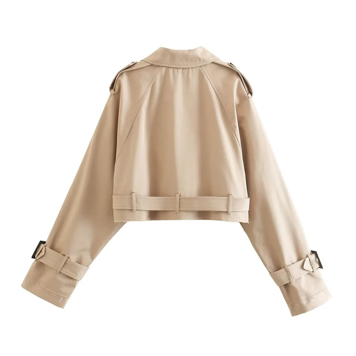 Long Sleeve Short Casual Solid Color Trench Coat