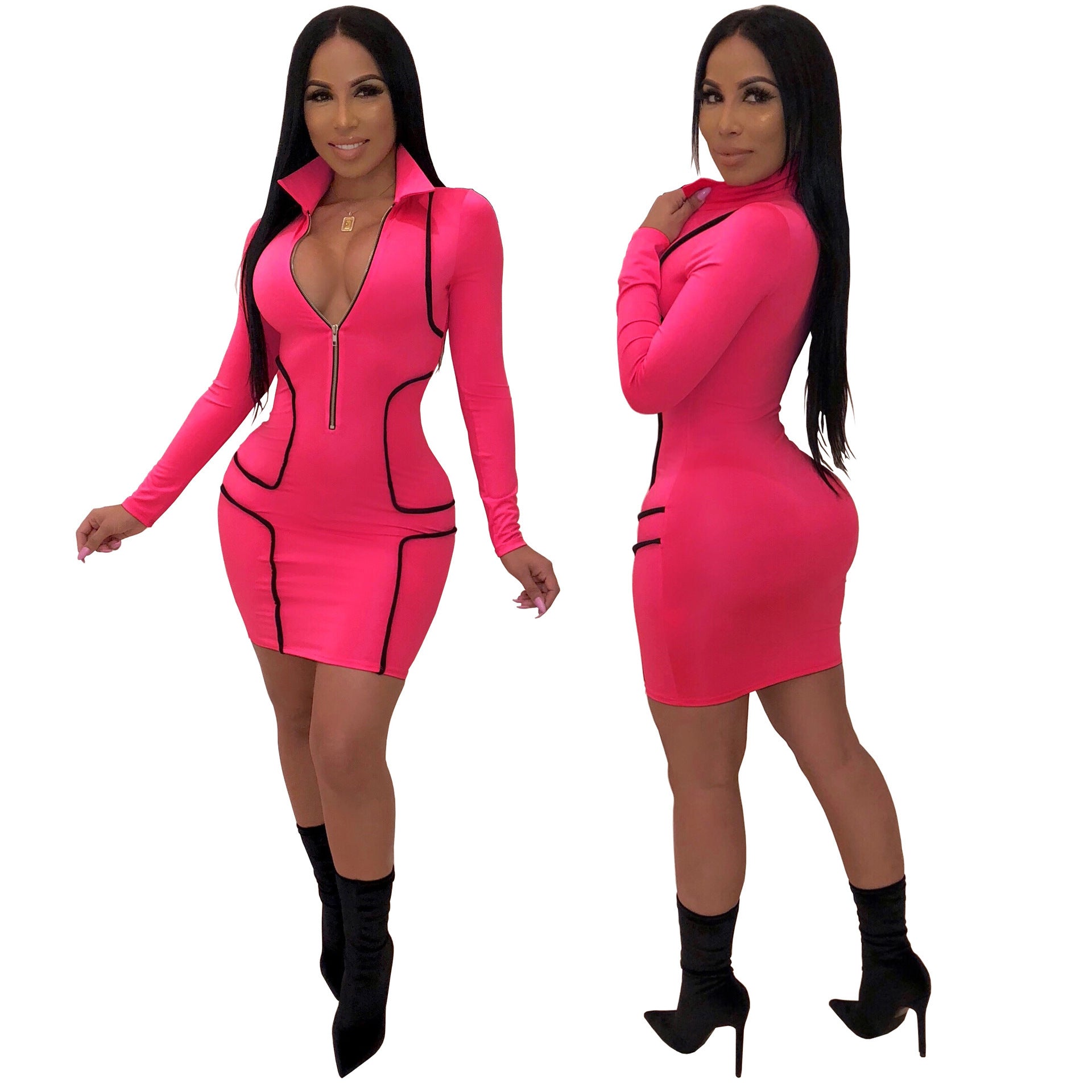 Fashion V-neck Mid-length Dress Women's Clothing Dress