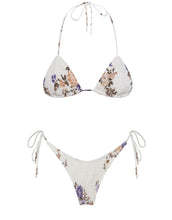 Printed Reversible Lace-up Triangle Bikini