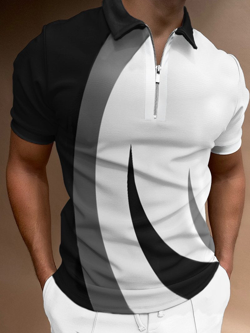 European And American New Men's Top Printed Lapel POLO Shirt