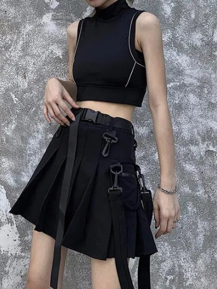 Women's Summer Design Sense Splicing Black Skirt