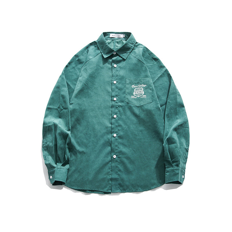 Hong Kong style Japanese retro solid color shirt
