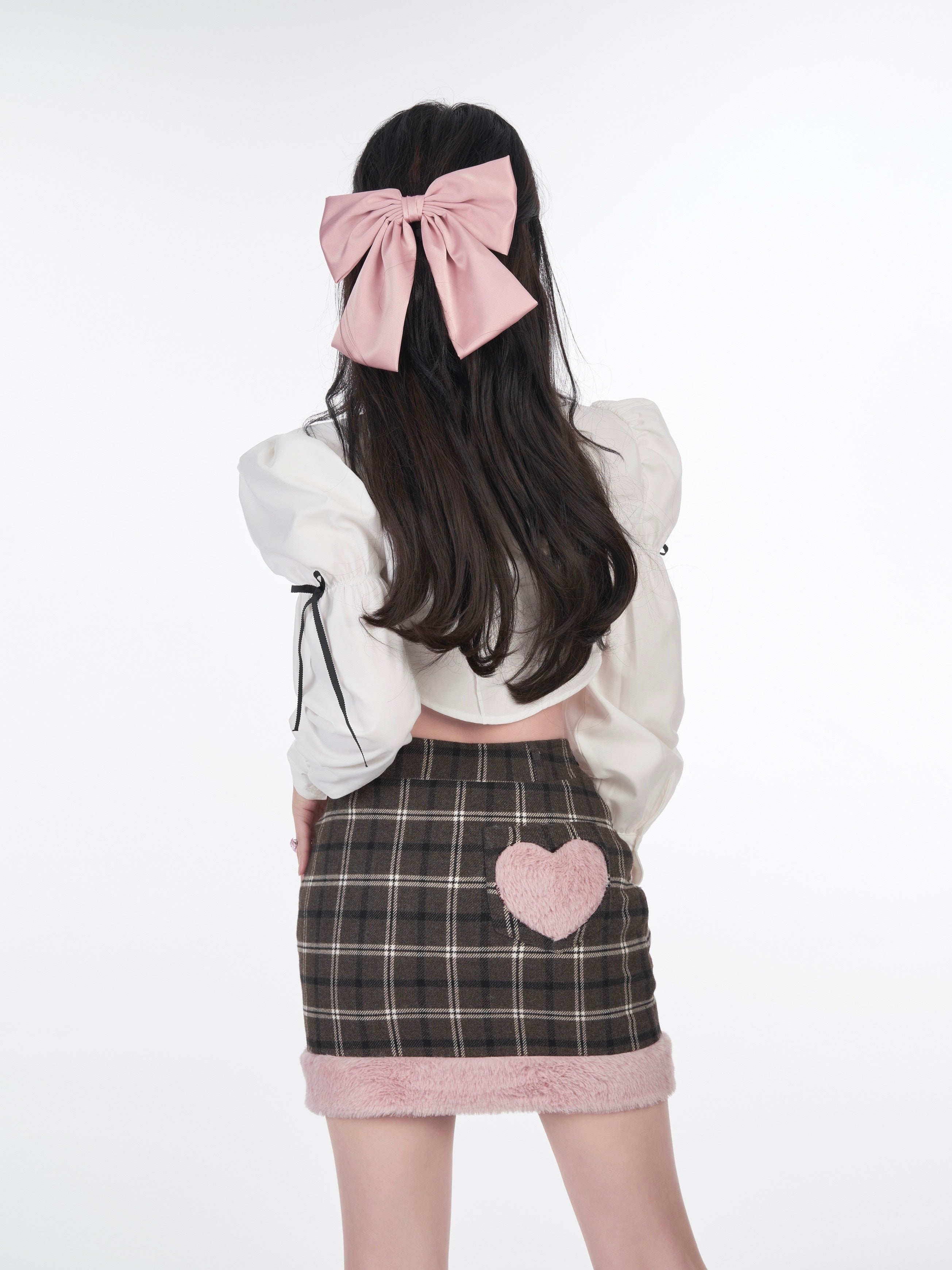 Checker Panel Love Hot Girl High Waist Skirt