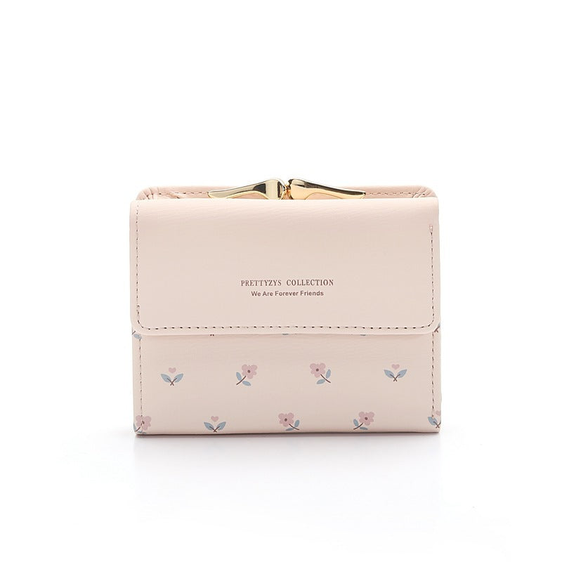 Fashion Women's PU Printed Tri-fold Clip Coin Purse
