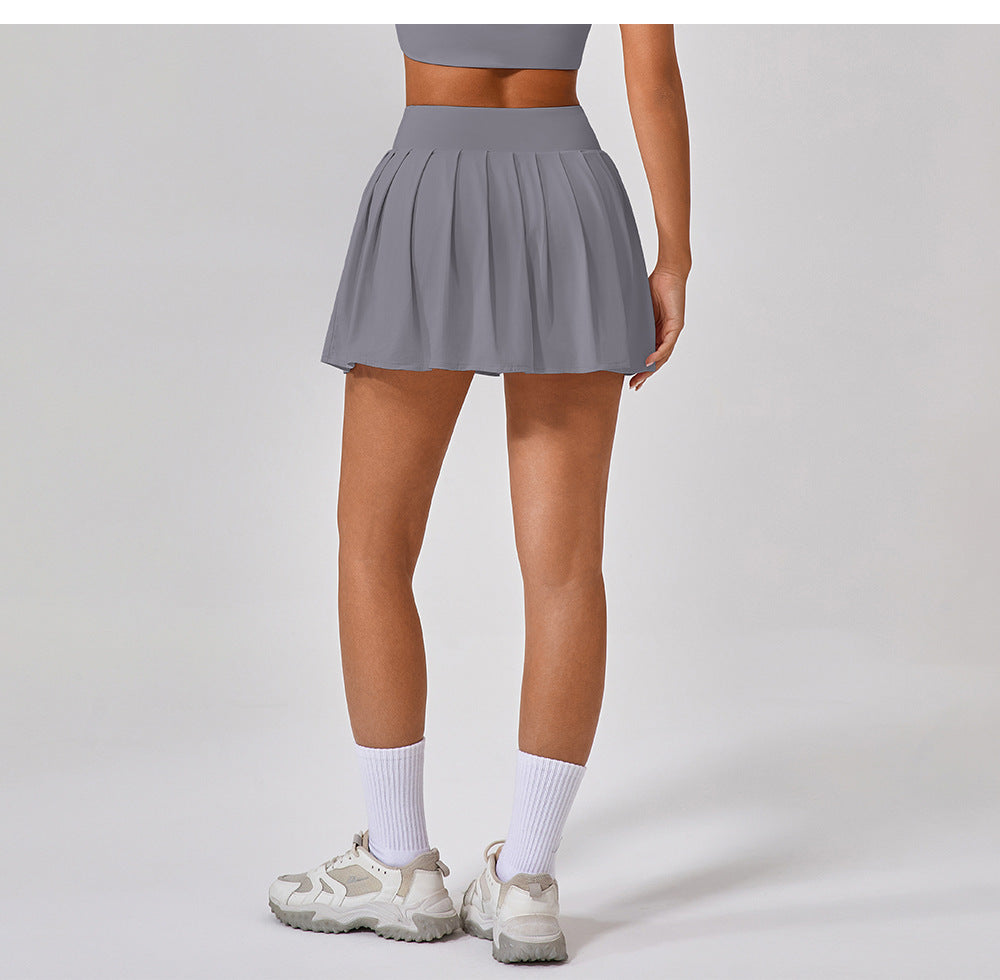 Nude Feel Exercise Skort Slim Elastic Belt Quick-drying Yoga Skirt
