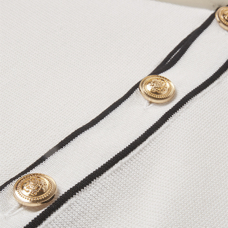 Simple Cardigan Contrast Color Lapels Old Money Style All-match