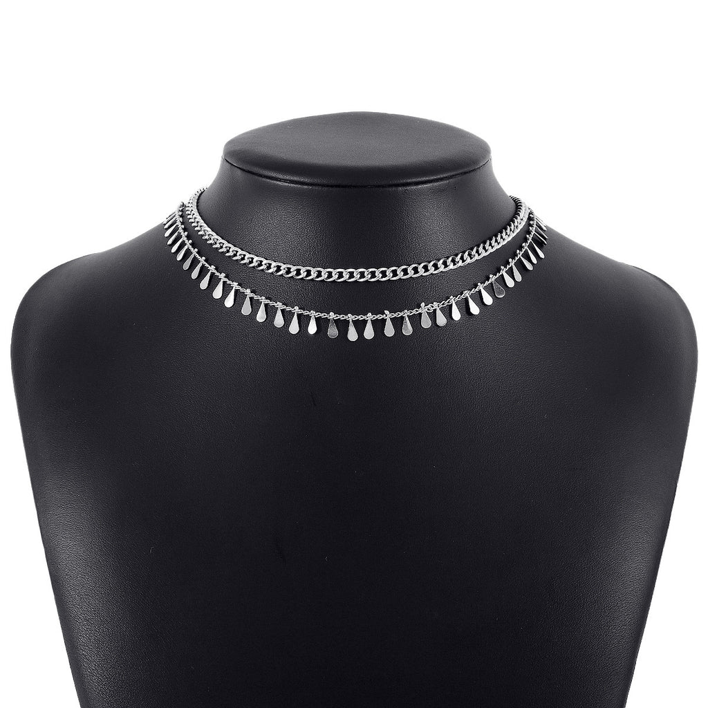 Drop Shape Sequin Commuter Net Red Wind Necklace