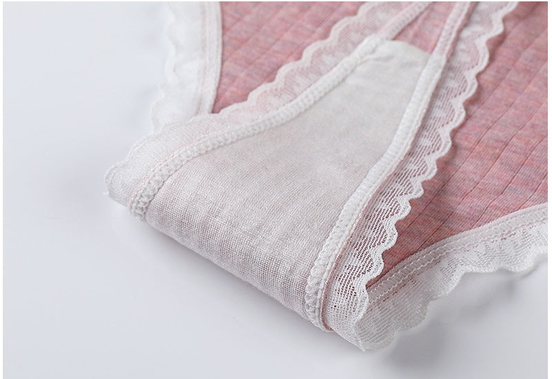 Silk T-shaped Women's Cotton Lace-trimmed T-shaped Panties