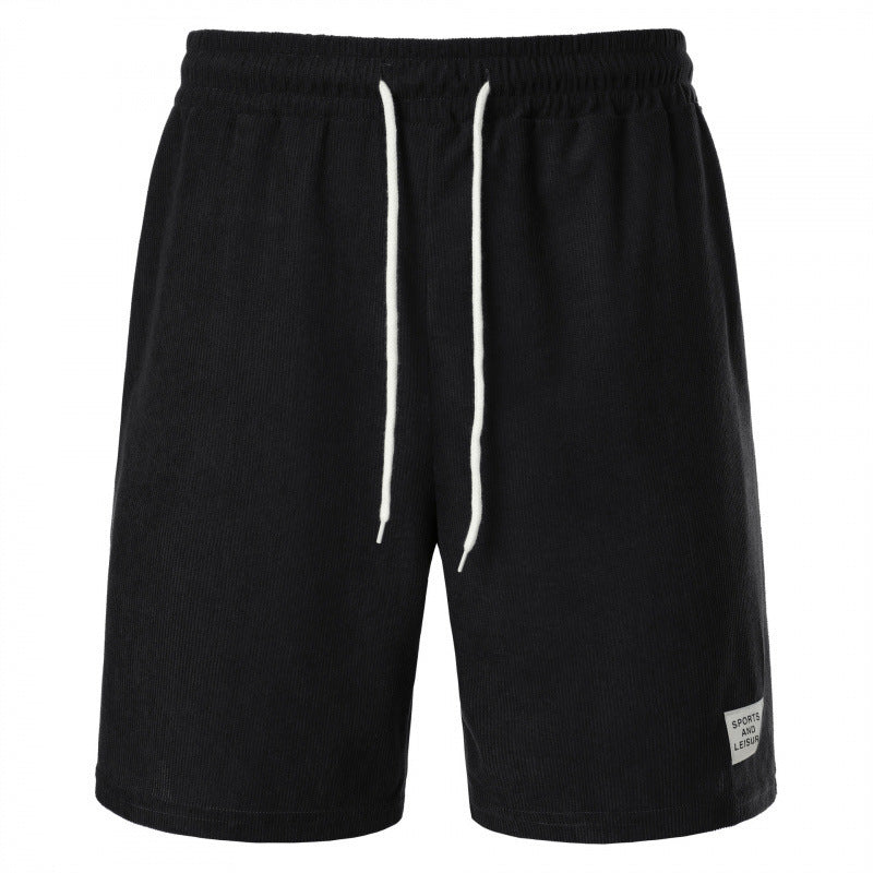 Pure Color Tied Sports Pants Corduroy Simple Five-point