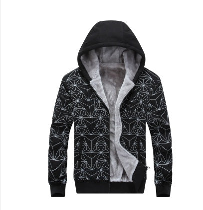 Winter Sweater Men's Plus Velvet Thick Hooded Jacket