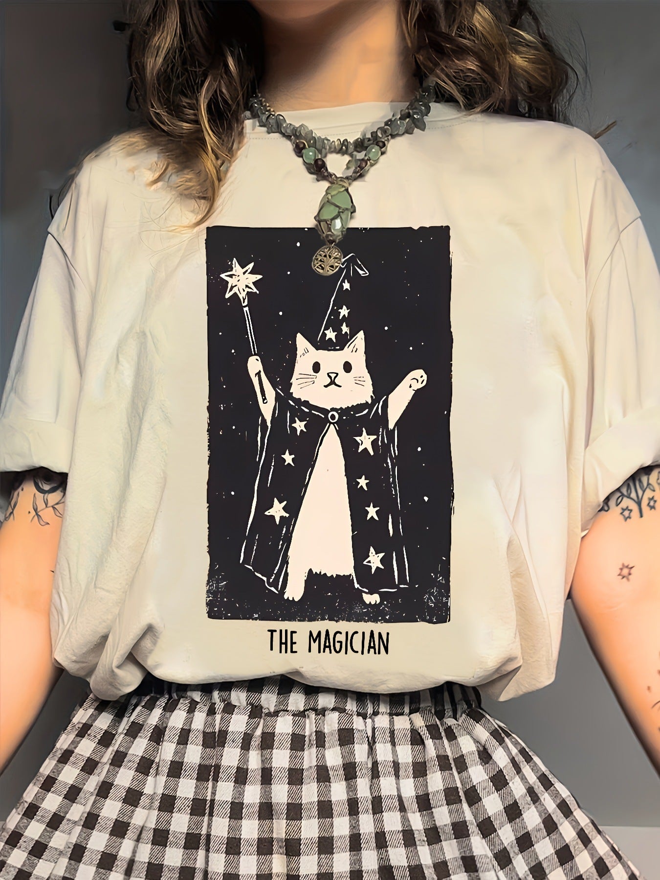 Women's Magic Kitten Cute Printed Cartoon Short Sleeve