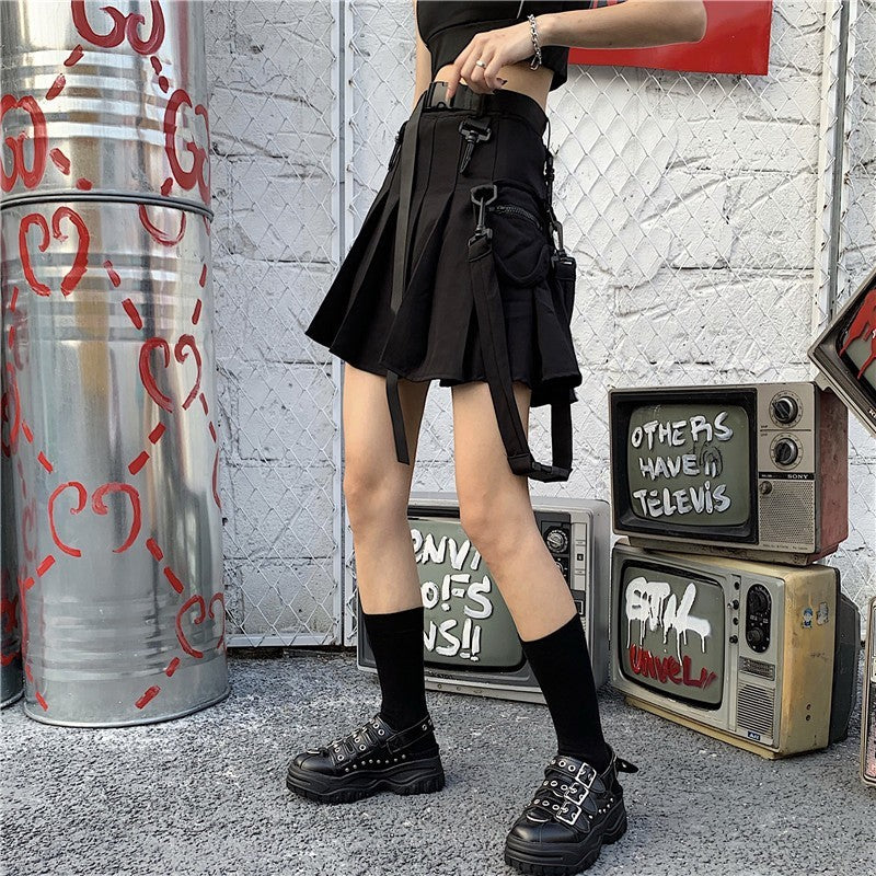 Women's Summer Design Sense Splicing Black Skirt