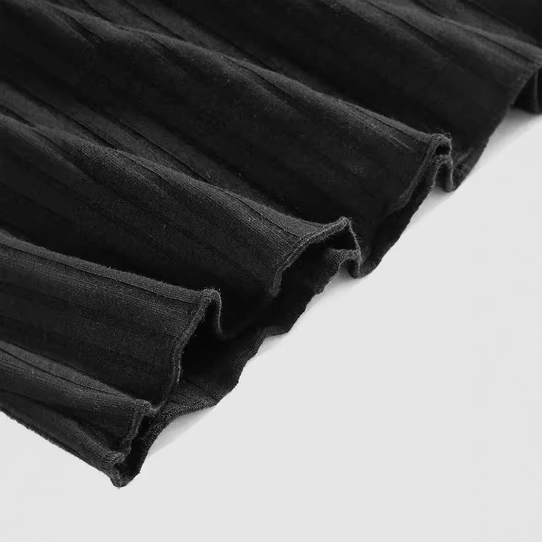 Solid Color Minimalist Bowknot Flare Sleeve T-shirt Slim Fit