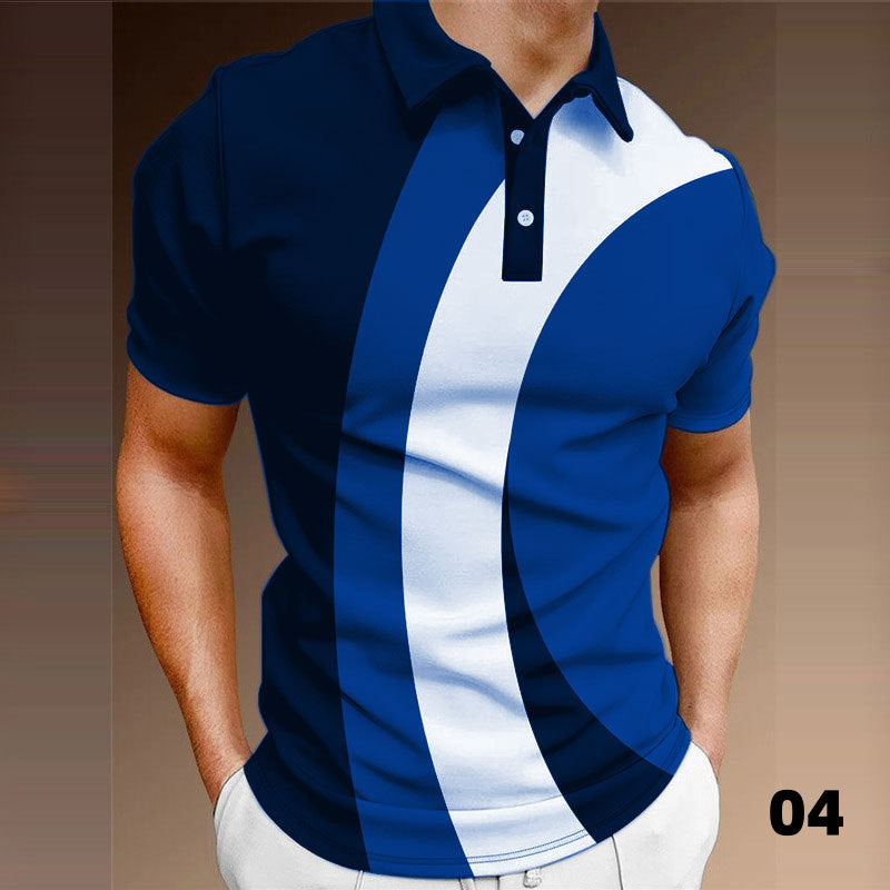 3D Digital Printing Lapel Pullover Leisure Short Sleeve