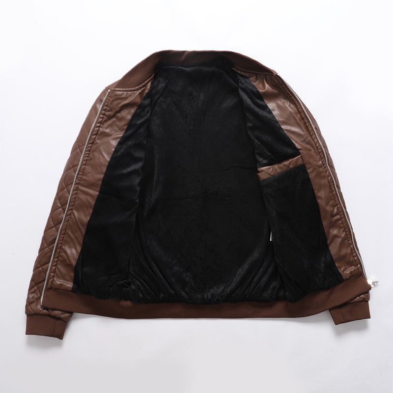 Men's Clothing Slim-fitting Biker Pu Leather Jacket Coat