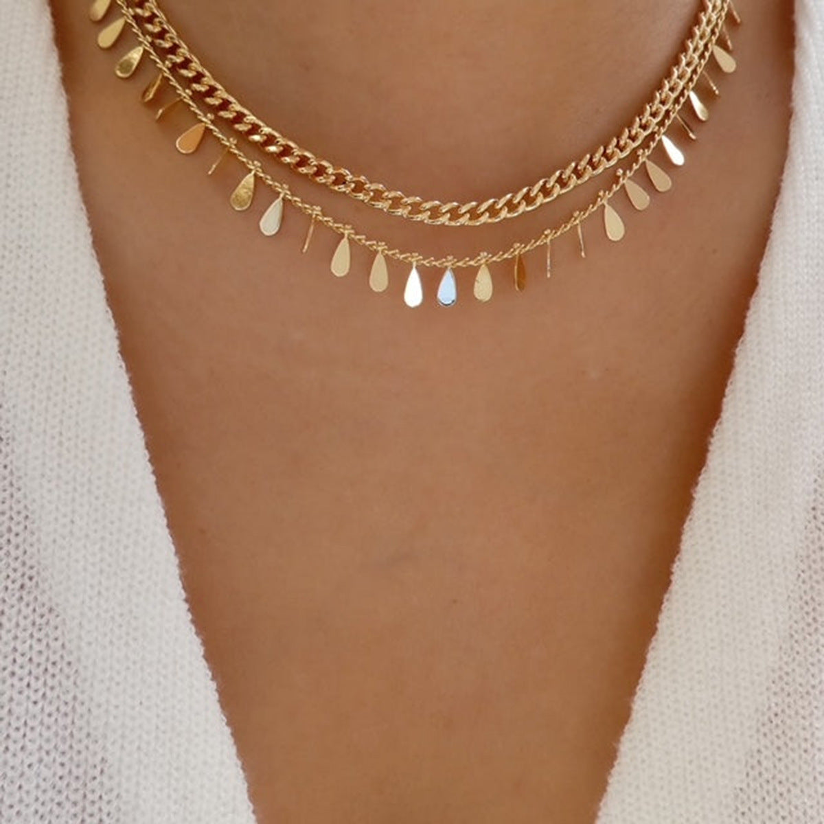 Drop Shape Sequin Commuter Net Red Wind Necklace
