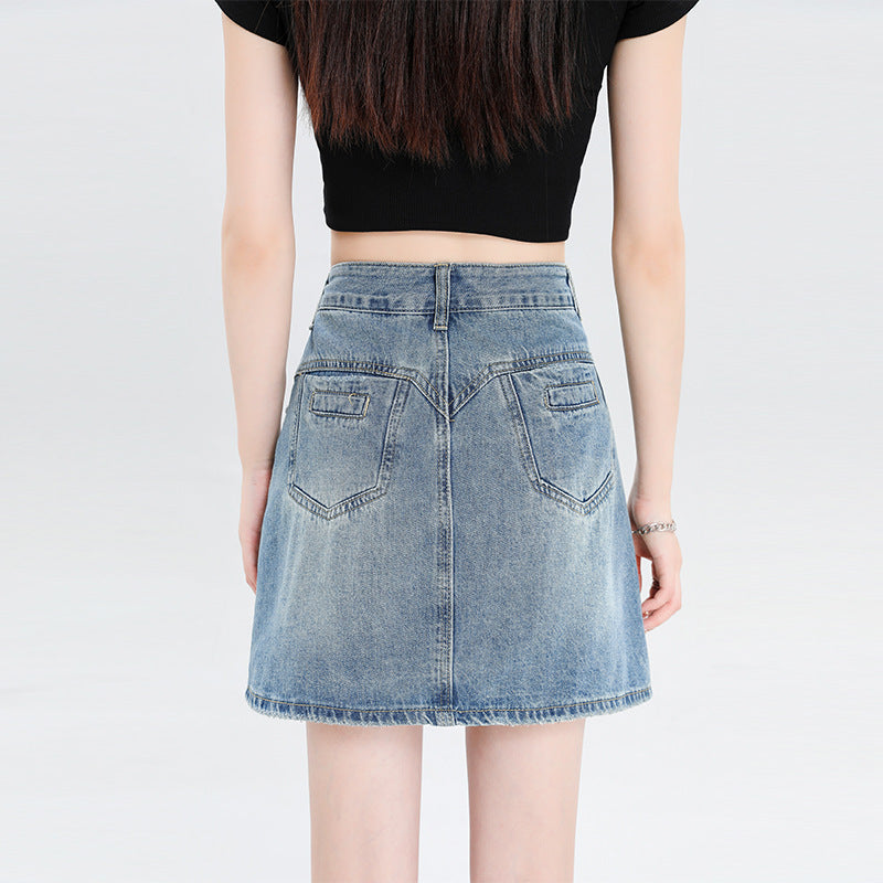 Design Worn High Waist Thin Slimming A- Line Skirt