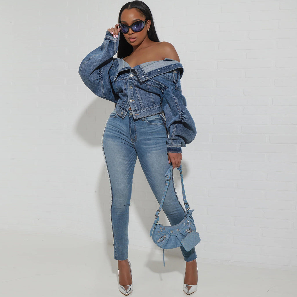 Y2g Style Irregular Two-way Wear Denim Coat