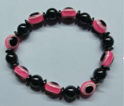 Colorful Flat Beads Black Stone Magnet Elastic Bracelet