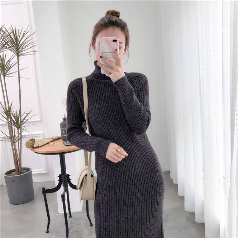 Slim-fit Knit Turtleneck Long Pullover Sweater