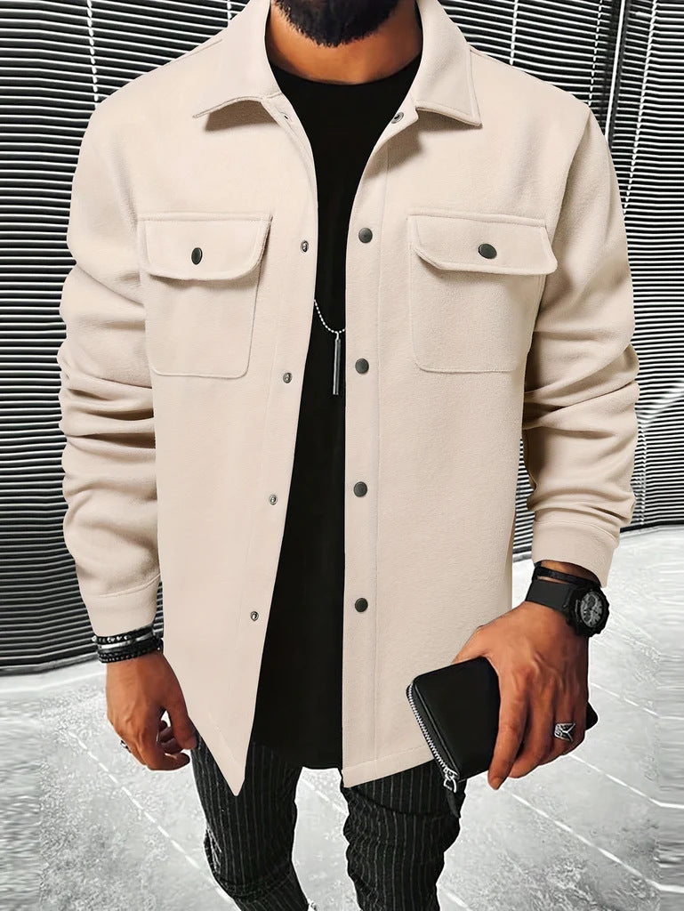 Autumn Plaid Digital Printing Men's Lapel Casual Shirt Jacket Coat
